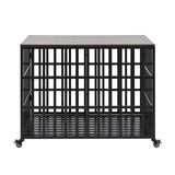 ZNTS 42" Heavy Duty Dog Crate for Large Medium Dogs, Furniture Style cage with 4 Lockable Wheels and 2 W206P146720