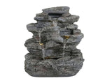 5-Tiered Concrete Tall Slim Fountain, 23.85"H LED-Lit Column, Space-Saving Modern Outdoor Accent, N765P324556G