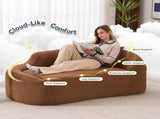 LY-048 Compression Curved Chaise Longue Chair Indoor, Modern Chenille Loveseat Couch with Deep Seat W2231P401723