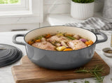 Stainless Steel Handle 7.5QT Round Enamel Pot Black-to-Grey Gradient 68652610