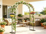 8 ft Black Steel Garden Arbor Trellis Large Base Arch Stand for Backyard Garden & Wedding Entrance 86372504