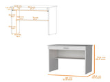 White Storage Desk with Drawer and Shelf B062P175188