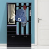 ZNTS Three In One Combination Model Gate Cabinet with Shoe cabinet+Hang shelf+ Mirror,Black W2139P160501