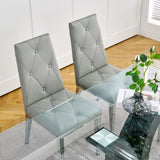 Modern simple light luxury dining chair Grey chair Home bedroom stool back PU electroplated chair W210122522