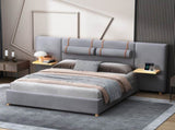 Queen Upholstered Platform Bed, Two Outlets and USB Charging Ports on Both Sides, Two Bedside WF324746AAE