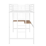 ZNTS Twin Metal Loft Bed with Desk and Metal Grid,White MF292477AAK