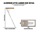 Household Aluminum Attic Ladder 25" x 54" ,350lbs Capacity, 7-10 ft Ceiling Height W2529P185494