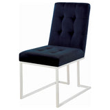 Blue and Chrome Tufted Back Dining Chair B062P153702