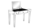 80*38*76cm MDF With Mirror Surface, The Desktop Can Be Flipped And One Pumped Computer Desk Silver 78876322
