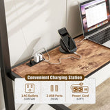 Twin Size Loft Bed with L Shaped Desk and Shelves, Charging Station, Led Lights, Safety Guard & W840P210910