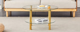 Contemporary Minimalist Double Layer Tempered Glass Coffee Table - 27.5" Top and 23.6" W1512P355039