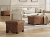 Coffee Brown Foldable Ottoman Storage Bench, Footstool with 660 lb Capacity 60293284