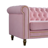 Chesterfield Velvet Sofa 84.65 inch for Living Room PINK Color W579104834