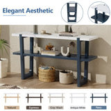 TREXM Retro Elegant Console Table with Marble-Effect Top and Versatile Storage Solutions for N715P196906M