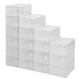 ZNTS Shoe Storage Boxes 18 Pack Clear Plastic Stackable - White 71099697