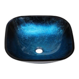Bathroom Artistic Tempered Glass Vessel Bathroom Sink with Faucet and Pop-up Drain, Blue W1243P247452