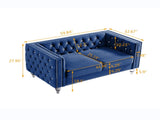 Navy Blue,-seater Sofa, Velvet Crystal Buckle Upholstery Sofa, Crystal Feet, Removable Cushion, 00012055