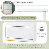 ON-TREND Slim Entryway Organizer with 2 Flip Drawers, Tempered Glass Top Shoe WF303589AAK