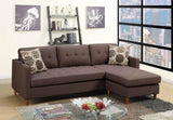 Chocolate Polyfiber Sectional Sofa Living Room Furniture Reversible Chaise Couch Pillows Tufted Back B011127927