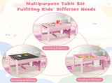 2-in-1 Kids Activity Table and Chairs Set, Double-Sided Whiteboard & Blackboard, with Hidden 49993944