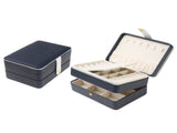2 Layer Jewelry Box PU Leather Jewelry Organizer Case with Drawer Blue 54623240