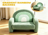 1pc Wood Frame Armchair Kids Sofa, Green Gradient Teddy Velvet 03099891