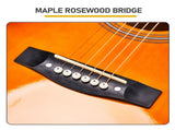 Sunset color 41-inch Dreadnought barrel-shaped cutaway acoustic guitar with pick, strings, capo, gig 68435213