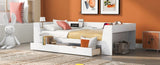 Twin Size Daybed with Shelves, Drawers and Built-In Charging Station, White WF306024AAK