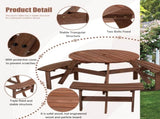 6-Person Circular Outdoor Wooden Picnic Table for Patio, Backyard, Garden, DIY w/ 3 Built-in W142281086