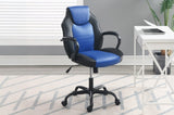 Gaming Office Chair Blue And Black Faux Leather 1pc Chairs Casters Plush Padded Chair w Arms B011P367182