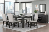 Dining Chairs Set of 2 Gray Upholstered Seat Stylish Back Antique Black Finish Wooden Frame Dining B011P170585