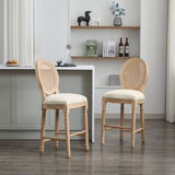 Solid Wood Bar stools Set of 2 Classic French Country Wooden Barstools with Upholstered Seating W1622P221400