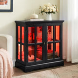 LED Curio Display Cabinet, Antique Display Cabinet with Adjustable Shelves, Retro Design Quality W2275P300146