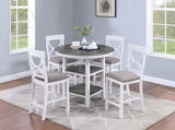 Counter Height Dining Table w Storage Shelve 4x Chairs Padded Seat Unique Design Back 5pc Dining Set B011P145833