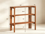 Natural Wood Folding Storage Shelf, Slatted Drainage Design Portable Display Rack for Indoor Outdoor 60770932