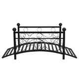 ZNTS 102*51*43cm Garden With Round Iron Ball Flat Top Handrail Garden Iron Bridge Black 61669682