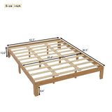 ZNTS Queen Size Wood Platform Bed Frame-12 Inch Solid Wood Queen Bed Frame with Slat Support, No Box W1858P241098