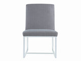 Set of 2 Upholstered Dining Chairs with Chrome Metal Frame, Grey B016P223116
