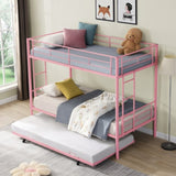 ZNTS METAL Bunk Bed with trundle Pink W311P256413