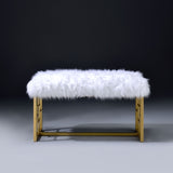 White and Gold Bench with Sled Base B062P189116