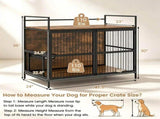 Furniture Style Dog Crate 360&deg Rotatable Adjustable Height Bowls, Heavy-Duty Metal Dog Kennel 84216259