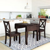 ZNTS 3-Piece Wood Drop Leaf Breakfast Nook Dining Table Set with 2 X-back Chairs for Small Places, 09982009