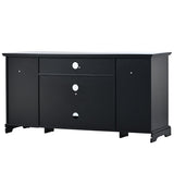 ZNTS U-Can TV Stand for TV up to 65in with 2 Tempered Glass Doors Adjustable Panels Open Style Cabinet, WF287841AAB