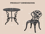 3 PCS Outdoor Set, All-Weather Cast Aluminum Rose Table and Chairs Set of 2, Patio 88927922
