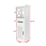 Waterproof Single Door Two Tier Bathroom Cabinet White 70138530