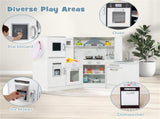Interactive Kids Play Kitchen with Ice Maker & Chalkboard, Corner Design Pretend Cooking Set with 22168267