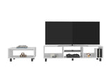 Carter 2 Piece Living Room Set, Streamlined with TV Stand and Coffee Table, White B097P474316
