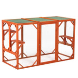 ZNTS Wooden Cat House, Outdoor Cat Cage with Water-proof Asphalt Planks and Cat Perches, Orange W2181P151887