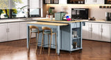 K&K 47 inch Kitchen Island with Extendable Dining Table, Rubber Wood Veneer Kitchen Table with N707P215327G