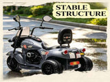 Three-Wheel Electric Motorcycle Battery-Powered with Headlight Music Forward And Reverse Grey Kids 81854975